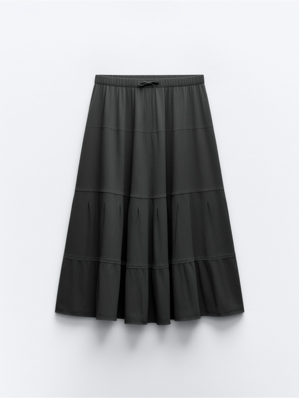 Wonder Nation brand - Kids Black Tiered Midi Skirt / Skort - L 10-12